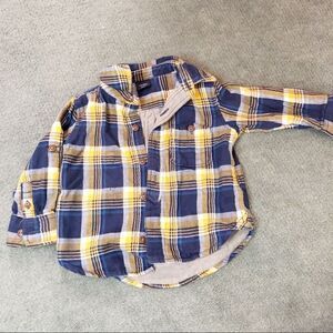 Baby Gap plaid shirt yellow blue and grey colors